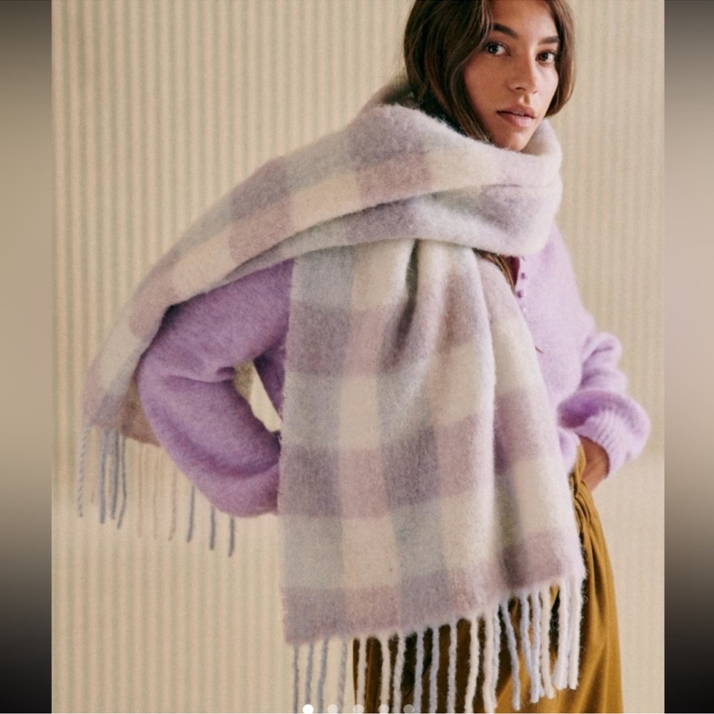 NWT Sezane Louise Scarf, Lilac and Vintage Blue